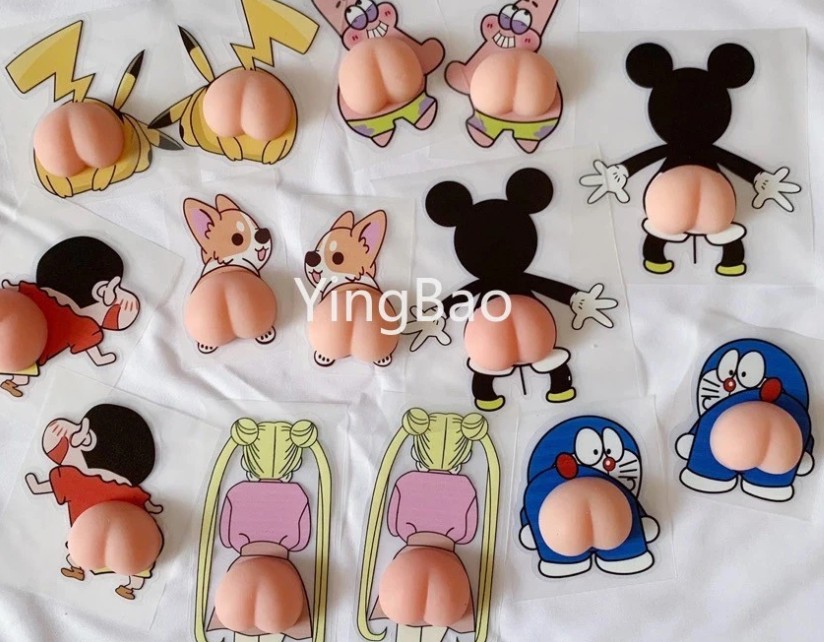 Bộ 2 Miếng Dán Mông/Cửa Xe Hơi 3D Hình Quả Đào, Chống Va Chạm, Chống Trầy Xước, Dễ Thương