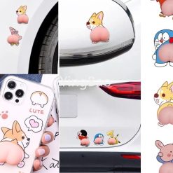 Bộ 2 Miếng Dán Mông/Cửa Xe Hơi Hình Quả Đào 3D, Phụ Kiện Chống Va Chạm, Chống Trầy Xước