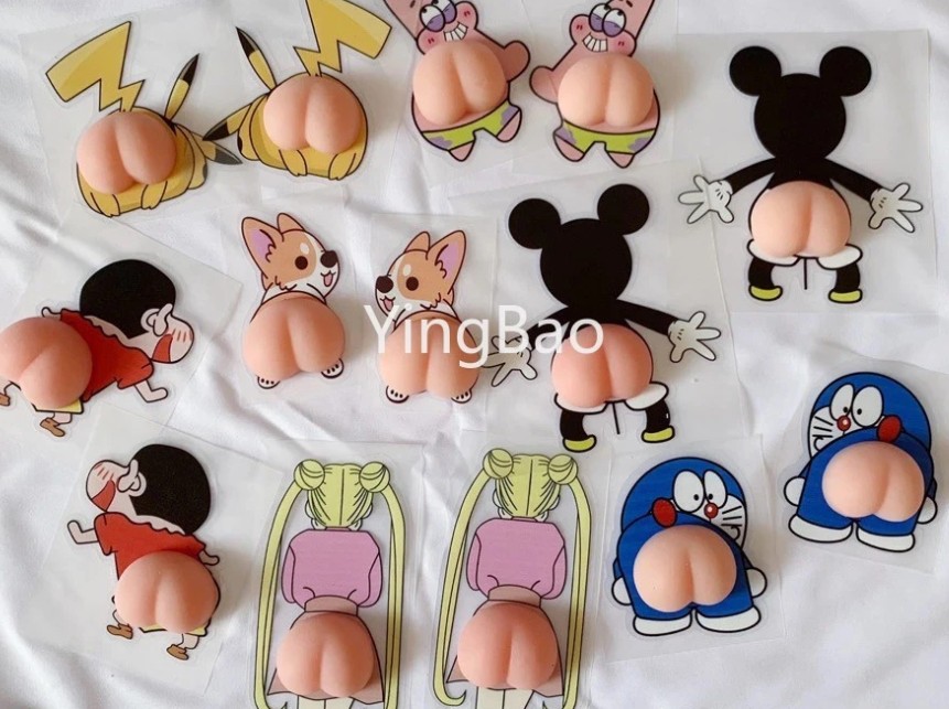 Bộ 2 Miếng Dán Mông/Cửa Xe Hơi Hình Quả Đào 3D, Phụ Kiện Chống Va Chạm, Chống Trầy Xước