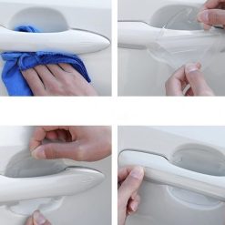 Bộ 4 / 8 Miếng Dán Bảo Vệ Tay Nắm Cửa Ô Tô, Cao Su Mềm Trong Suốt Chống Trầy Xước