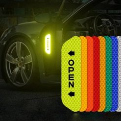 Bộ 4 Miếng Dán Phản Quang Cảnh Báo An Toàn & Chống Trầy Cho Cửa Xe Ô Tô