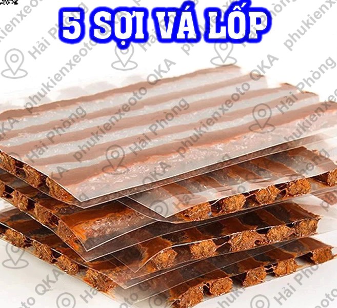 Bộ 5 Sợi Vá Lốp Xe Máy, Ô Tô Không Săm Kèm Keo Chuyên Dụng
