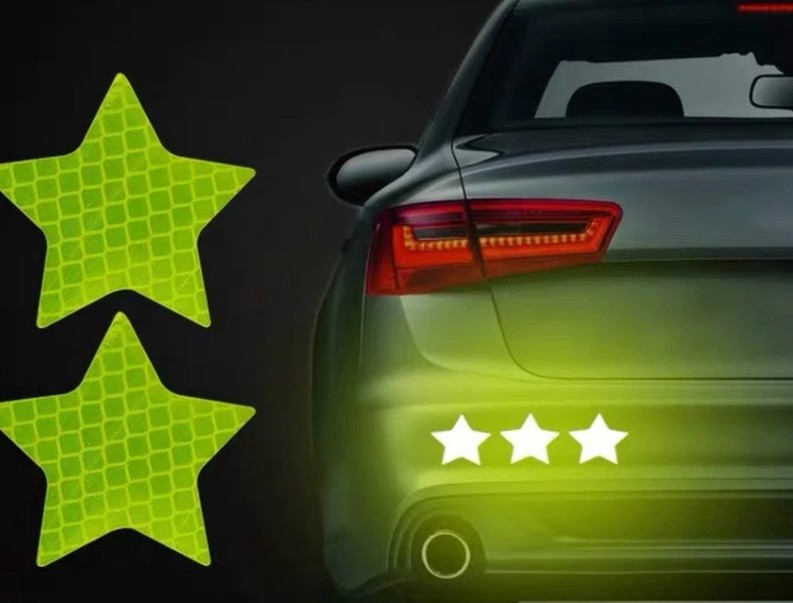 Bộ 6 Miếng Dán Phản Quang Tự Dính Hình Ngôi Sao, Cảnh Báo An Toàn Ô Tô / Xe Tải / Xe Máy / Xe Kéo