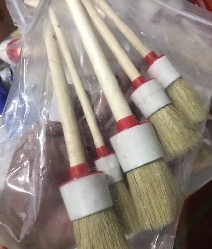 Bộ Cọ Lông Heo Cao Cấp 5 Cây Cán Gỗ, Dụng Cụ Vệ Sinh Xe Máy, Ô Tô Chuyên Nghiệp