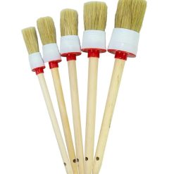 Bộ Cọ Lông Heo Cao Cấp 5 Cây Cán Gỗ, Dụng Cụ Vệ Sinh Xe Máy, Ô Tô Chuyên Nghiệp