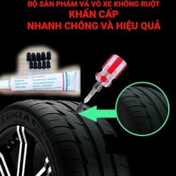 Bộ Dụng Cụ Vá Lốp 11 Món 1 Chai Keo + 10 Đinh Cao Su (5 Lớn – 5 Nhỏ) Vá Vỏ Xe Không Ruột