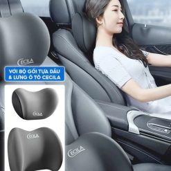 Bộ Gối Tựa Đầu & Tựa Lưng Xe Ô Tô CECILA Thiết Kế Công Thái Học Giảm Đau Cổ Vai Gáy, Thắt Lưng