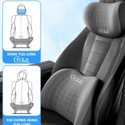 Bộ Gối Tựa Đầu & Tựa Lưng Xe Ô Tô CECILA Thiết Kế Công Thái Học Giảm Đau Cổ Vai Gáy, Thắt Lưng