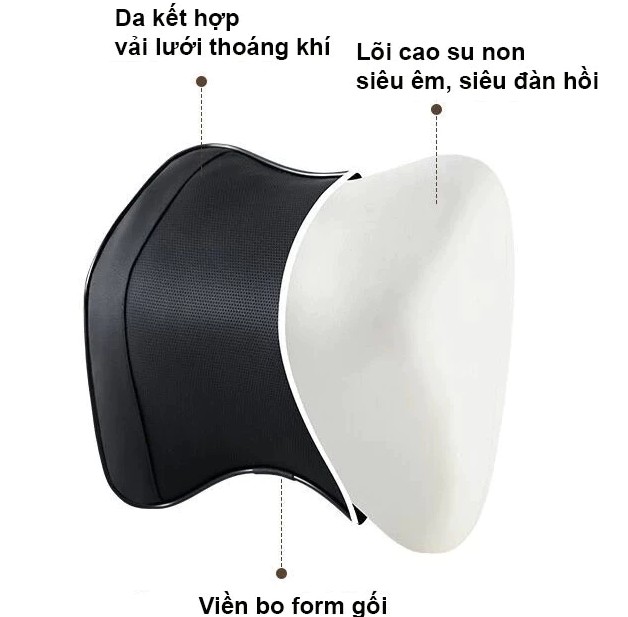 Bộ Gối Tựa Đầu Và Tựa Lưng Ô Tô Cao Su Non Bọc Da Chống Mỏi Cho Ghế Văn Phòng & Xe Hơi