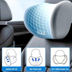 Bộ Gối Tựa Đầu Và Tựa Lưng Ô Tô Cecila Giảm Đau Cổ Vai Gáy, Thắt Lưng Thoải Mái Khi Ngồi Lái Xe