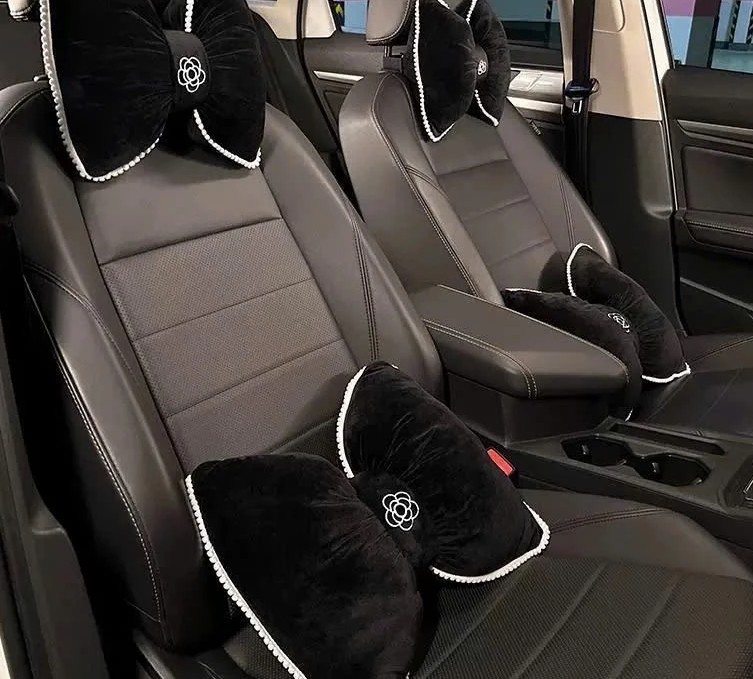 Bộ Gối Tựa Ô Tô Hình Hoa Trà Xinh Xắn Phụ Kiện Trang Trí Nội Thất Xe Hơi