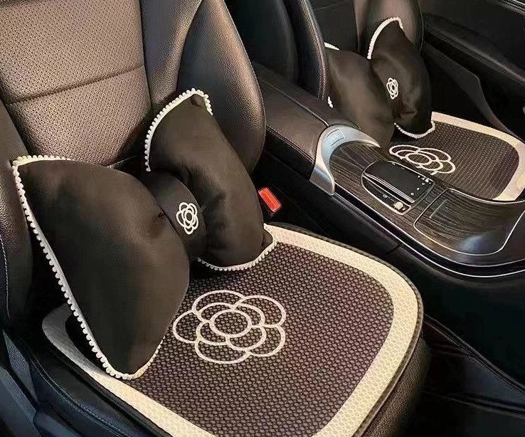 Bộ Gối Tựa Ô Tô Hình Hoa Trà Xinh Xắn Phụ Kiện Trang Trí Nội Thất Xe Hơi