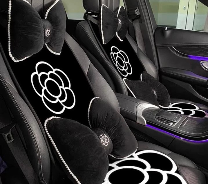 Bộ Gối Tựa Ô Tô Hình Hoa Trà Xinh Xắn Phụ Kiện Trang Trí Nội Thất Xe Hơi