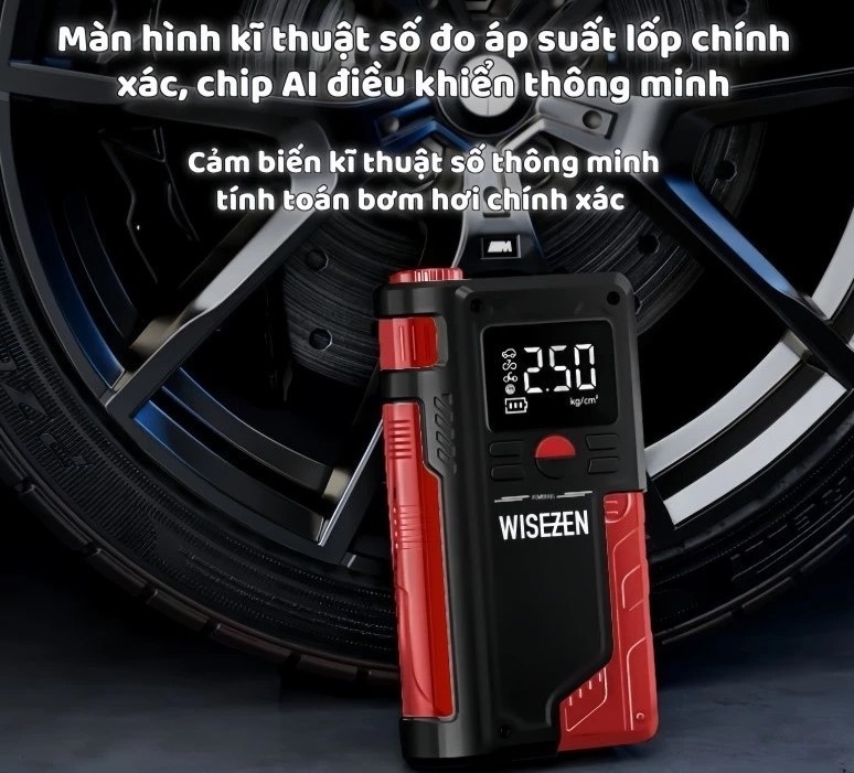 Bộ Kích Nổ & Bơm Lốp Ô Tô Đa Năng 4IN1 Wisezen Kích Bình 12V, Bơm Lốp, Sạc Dự Phòng