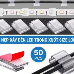 Bộ Nẹp Dây LED Tự Dính 50 Chiếc, Kẹp Cố Định Cáp Ô Tô, Văn Phòng Chắc Chắn Với Keo 3M