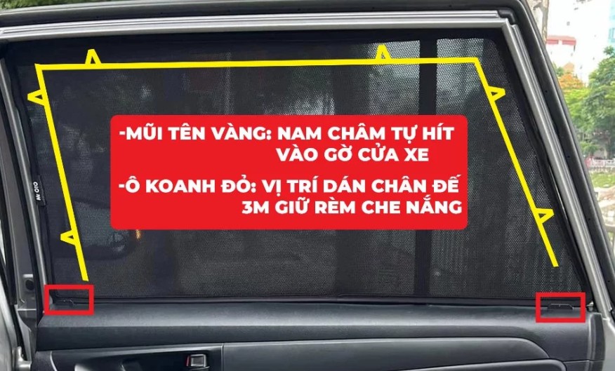 Bộ Phụ Kiện Chân Đế Giữ Rèm Che Nắng Ô Tô MR.ÔTÔ CDN001,Cố Định Rèm Gọn Gàng, Bền Chắc