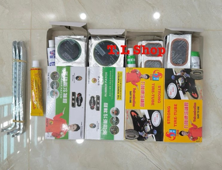 Bộ Vá Săm Xe Đạp, Xe Máy (Đầy Đủ Miếng Vá, Keo, Móc Lốp, Đánh Săm)