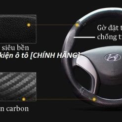 Bọc Vô Lăng Ô Tô Da Vân Carbon, Chống Trượt, Chống Mồ Hôi Có Logo VinFast, Toyota, Mazda, KiA