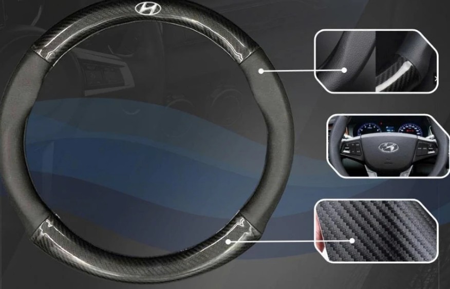 Bọc Vô Lăng Ô Tô Da Vân Carbon, Chống Trượt, Chống Mồ Hôi Có Logo VinFast, Toyota, Mazda, KiA