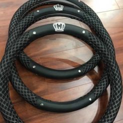 Bọc Vô Lăng Ô Tô Đính Đá Dạng Lưới Cao Cấp Gắn Vương Miện, Chống Bám Tay Trơn Trượt