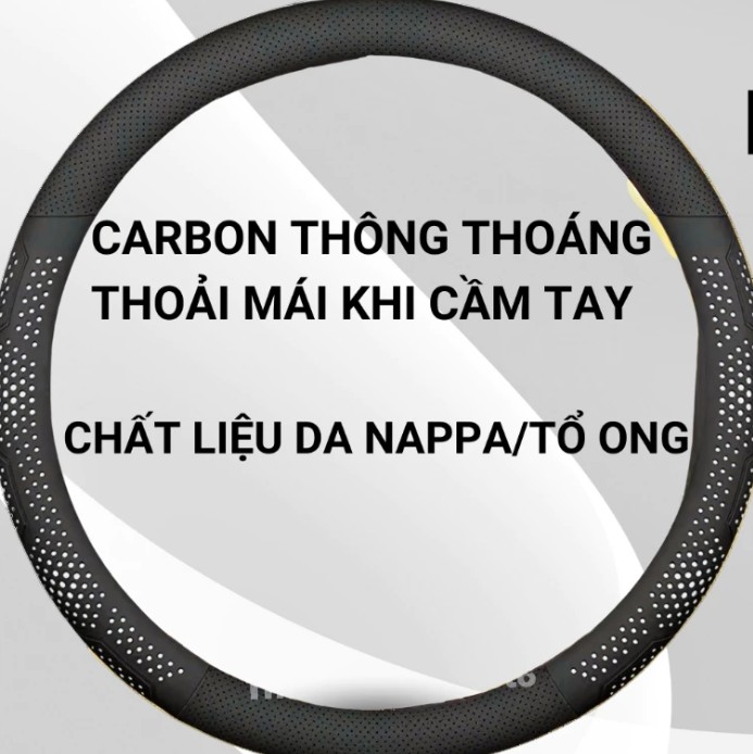 Bọc Vô Lăng Xe Ô Tô Da Nappa 3D Cao Cấp Mỏng Nhẹ, Thoáng Khí, Chống Trơn Trượt