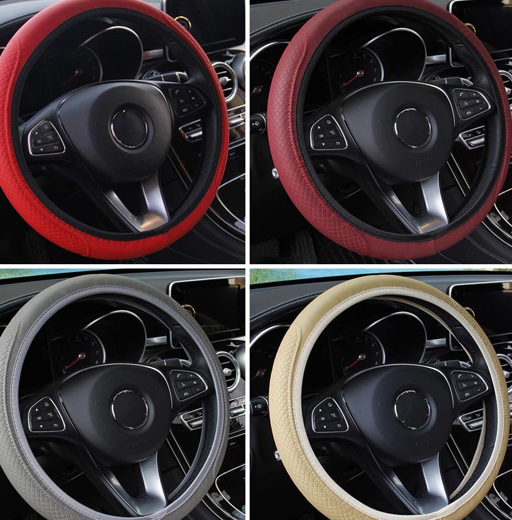 Bọc Vô Lăng Xe Ô Tô Ford Đa Năng 38cm, Bao Da Chống Trơn Trượt, Không Vòng Trong