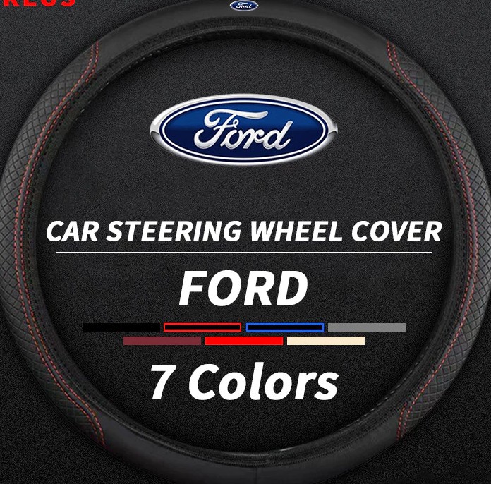 Bọc Vô Lăng Xe Ô Tô Ford Đa Năng 38cm, Bao Da Chống Trơn Trượt, Không Vòng Trong