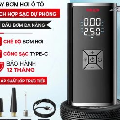 Bơm Lốp Ô Tô Tự Động Tonkin 120W Màn Hình Kép, Động Cơ Siêu Nạp Nhập Đức, Mạnh Mẽ & Bền Bỉ