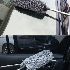 Cây Chổi Lau Bụi Ô Tô Sợi Dầu Màu Xám, Cán Kim Loại Điều Chỉnh Độ Dài