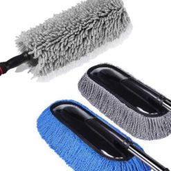 Cây Chổi Lau Bụi Ô Tô Sợi Dầu Màu Xám, Cán Kim Loại Điều Chỉnh Độ Dài