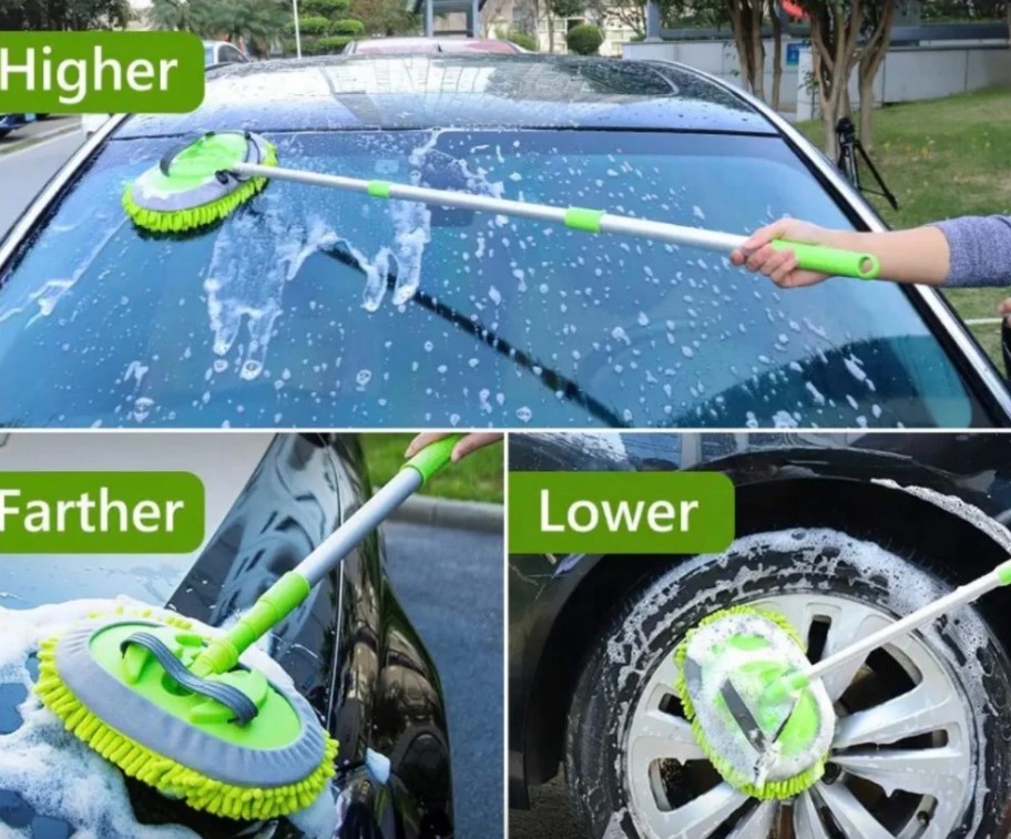 Cây Chổi Lau Rửa Xe Hơi, Ô Tô, Vách Tường, Trần Nhà Vũ Khải, Bông Dày Mịn, Cán Dài 2m & 3m