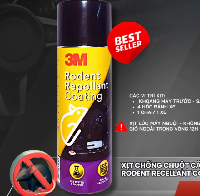 Chai Xịt Chống Chuột Cắn Dây Điện Khoang Máy Xe Ô Tô, 3M™ Rodent Repellant Coating 250g