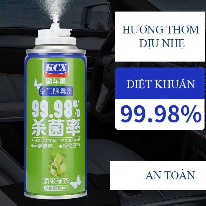Chai Xịt Khử Mùi Nội Thất & Khử Khuẩn Điều Hòa Xe Ô Tô 180ml, Làm Sạch Không Khí Nhanh