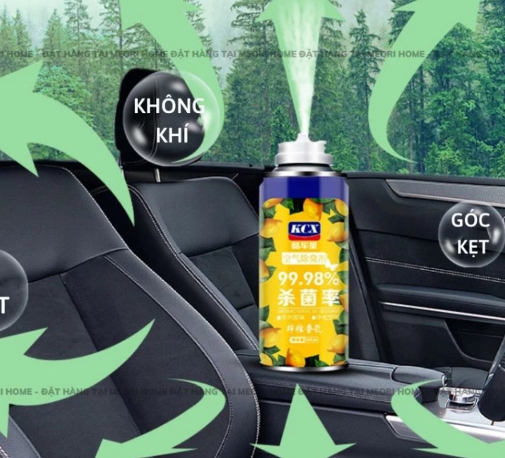 Chai Xịt Khử Mùi Ô Tô KCX 180ML Diệt Khuẩn, Làm Sạch Điều Hòa Xe Hơi
