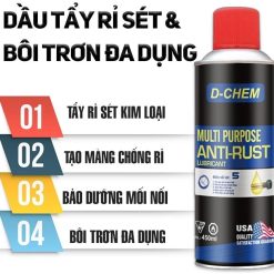 Chai Xịt Tẩy Rỉ Sét & Bôi Trơn Đa Dụng D-CHEM AntiRust 450ml Tẩy Rỉ Kim Loại, Bôi Trơn