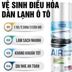 Chai Xịt Vệ Sinh Điều Hòa Ô Tô D-Chem 450ml Làm Sạch Dàn Lạnh, Khử Mùi, Kháng Khuẩn