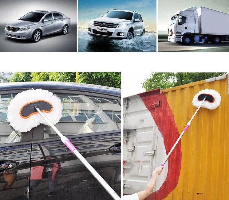 Chổi Lông Cán Dài Lau Rửa Xe Ô Tô Đa Năng, Vệ Sinh Nhanh Gọn, Không Tốn Sức