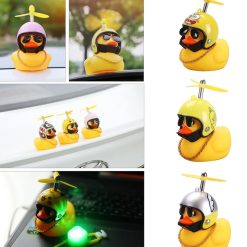 Chú Vịt Vàng Đội Mũ Bảo Hiểm Gắn Chong Chóng, Phụ Kiện Trang Trí Xe Hơi, Xe Máy