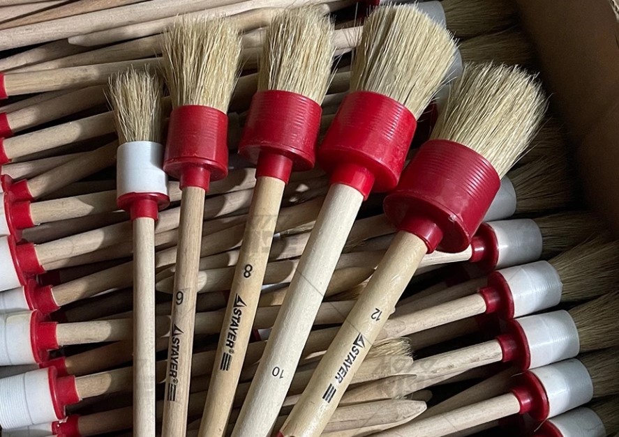 Cọ Detailing Rửa Xe Lông Heo Cán Gỗ, Dụng Cụ Làm Sạch Chuyên Dụng Cho Nội Ngoại Thất Ô Tô, Xe Máy