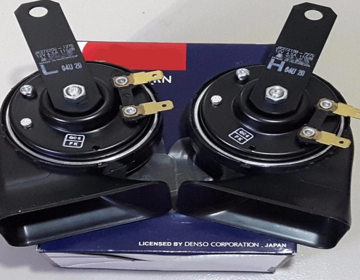 Còi Sên (Còi Sò) DENSO 12V Chính Hãng Indonesia, Âm Thanh Mạnh Mẽ, Giắc & Bát Đầy Đủ