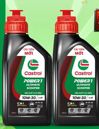 Combo 2 Chai Dầu Nhớt Xe Tay Ga Castrol POWER1 ULTIMATE SCOOTER 10W-30 4-AT (0.8L)