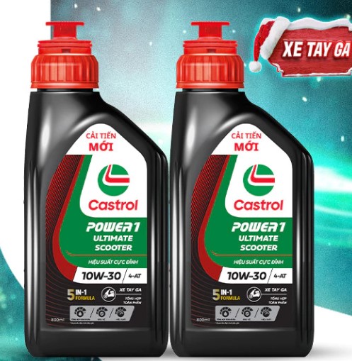 Combo 2 Chai Dầu Nhớt Xe Tay Ga Castrol POWER1 ULTIMATE SCOOTER 10W-30 4-AT (0.8L)