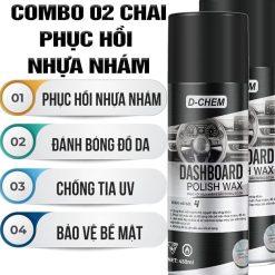 Combo 2 Chai Phục Hồi Nhựa Nhám D-Chem Dưỡng & Đánh Bóng Nhựa Nhám Ô Tô, Xe Máy