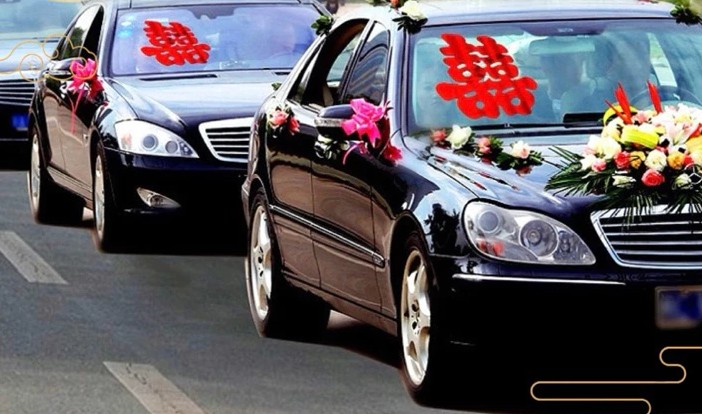 Combo 5 Miếng Hỷ, Dán Kính Xe Cưới, Kính Trang Trí Tân Hôn