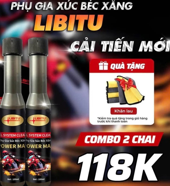 Combo Súc Béc Xăng Xe LIBITU Power Max, Làm Sạch & Bảo Dưỡng Động Cơ Toàn Diện