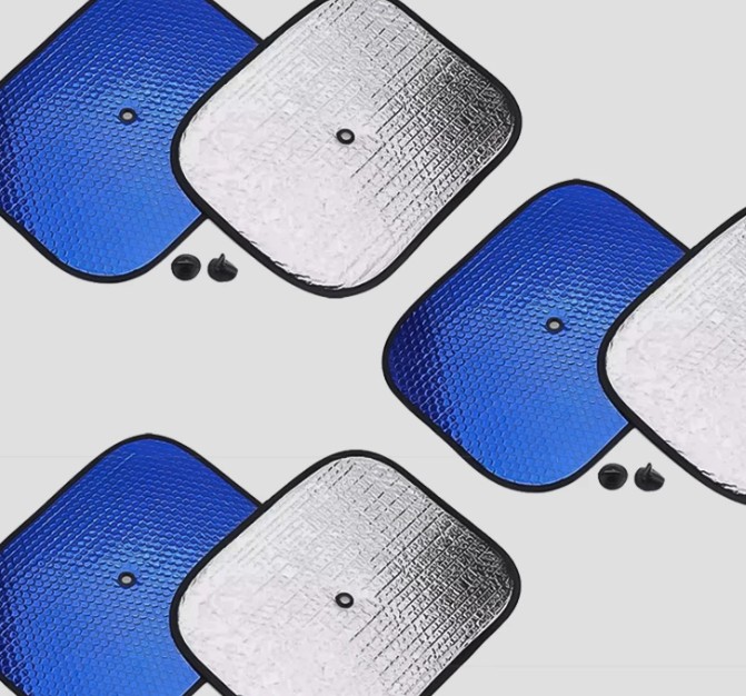 Combo Tấm Che Chắn Nắng Ô Tô Xốp Bạc, Rèm Chắn Nắng Gắn Kính Bằng Núm Hút, Cách Nhiệt Hiệu Quả