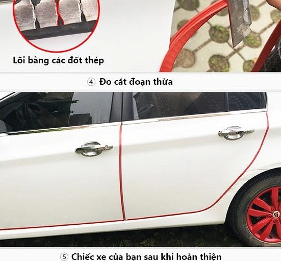 Cuộn Gioăng Cao Su 5m, Nẹp Viền Cửa Chữ U Lõi Thép, Bảo Vệ Mép Cửa Ô Tô Chống Va Đập & Trầy Xước