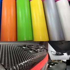 Đề Can Sợi Cacbon 3D Trang Trí Xe Hơi, Tấm Vinyl Tự Dính Cao Cấp 10x127cm