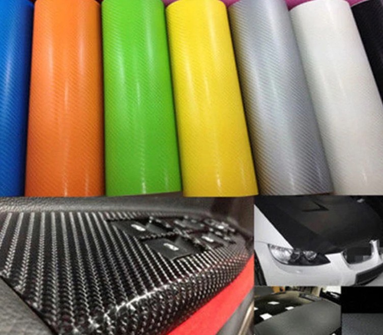 Đề Can Sợi Cacbon 3D Trang Trí Xe Hơi, Tấm Vinyl Tự Dính Cao Cấp 10x127cm