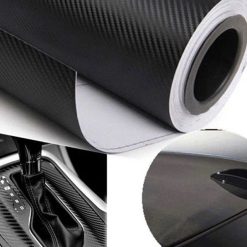 Đề Can Sợi Cacbon 3D Trang Trí Xe Hơi, Tấm Vinyl Tự Dính Cao Cấp 10x127cm